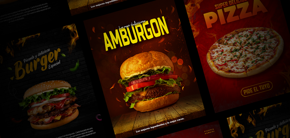Diseño Publicitario de Comida Diseño Publicitario para Restaurante de Comida Rápida